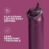 Stanley IceFlow Flip Straw 2.0 Water Bottle 24 OZ | Built-In Straw with Larger Opening | Lightweight & Leak-Resistant | Insulated Stainless Steel | BPA-Free | Plum