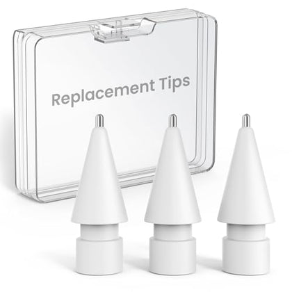 Delidigi 3 Pack Replacement Tips Compatible with Apple Pencil Pro/2nd Generation/1st Gen/USB C, Wear-Resistant iPencil Nibs Accessories Fine Point Precise Control Pen Like Tips
