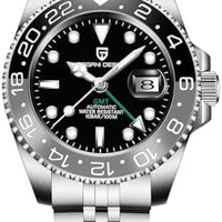 Pagani Design GMT Automatic Mechanical Men's Watch Rotating Ceramic Bezel Stainless Steel Watch with Date Function Men's Sport Watch