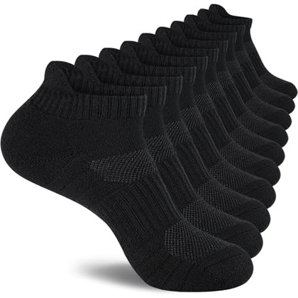 Mens 100% Cotton Ankel Socks, Athletic Cushioned Performance Running Moisture Wicking Breathable socks