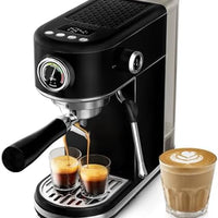 HIBREW H10B Programmable Espresso Machine with LED Display & Pressure Gauge | 20 Bar Compact Stainless Steel Coffee Maker with Milk Frother, 51mm Portafilter for Cappuccino Latte