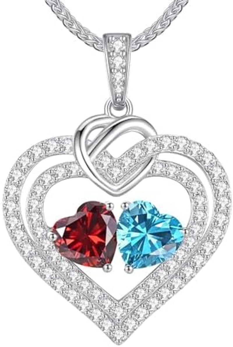 Ofertaza, LOUISA SECRET 925 Sterling Silver Two Hearts Birthstone