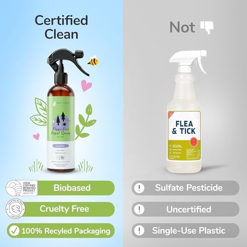 kin+kind Natural Flea and Tick Prevention for Dogs – Non-Greasy Coat Spray, Vet-Formulated, Lavender, 12 fl oz
