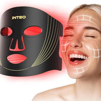 INTEO Terapia de Luz Roja para el Rostro, Máscara Facial LED Portátil de Terapia de Luz de 3 Modos con Control Remoto, Máscara de Luz Roja Infrarroja Cercana 850 con Función de Temporizador, Terapia