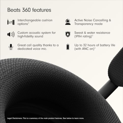 Beats 360 - Black Over-Ear Headphones with Black Performance Knit Cushions