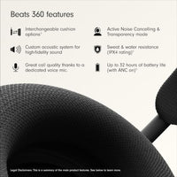 Beats 360 - Black Over-Ear Headphones with Black Performance Knit Cushions