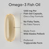 Sports Research Triple Strength Omega 3 Fish Oil - Burpless Fish Oil Supplement w/EPA & DHA Fatty Acids from Single-Source Wild Alaskan Pollock - 1250 mg, 90 ct