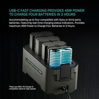 Tilta NP-FZ100 Portable Charging Station | Works with FX3, FX30, FX2, ZV-E1, FX30B, A7S III, A7S II, A7 IV, A7 III, A7R V, A7R IV, A7C II, A7C, A9, A9 II, A9 III, A1 II, A6700 | Green