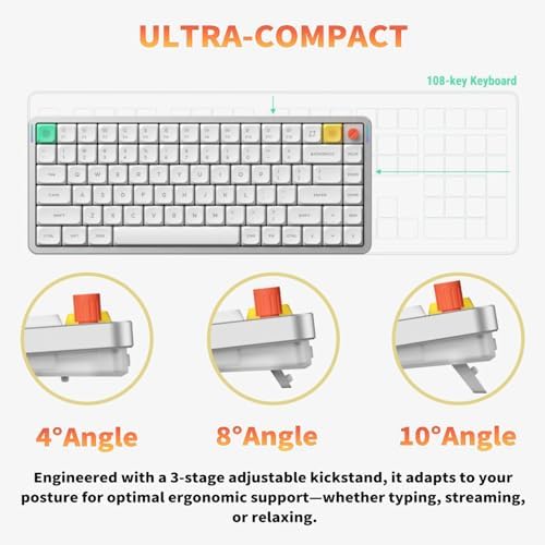 nuphy Air75 V3 Low Profile Mechanical Keyboard, 75% Custom Hot Swappable Wireless Keyboard with Gasket Mount, RGB Backlit, Multi-Device Bluetooth/2.4GHz/USB-C for Mac Windows, White-Brown Nano Switch
