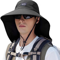 Rosoz Outdoor Sun Hat for Men Women, UPF50+ Protection Safari Cap Wide Brim Mesh Fishing Hat with Neck Flap Beach Garden