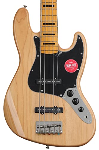 Squier Classic Vibe 70s 5-String Jazz Bass, Natural, Maple Fingerboard