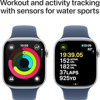 Apple Watch Series 10 [GPS + Cellular, 46mm] - Silver Aluminum Case with Denim Sport Band, M/L (Renewed Premium)