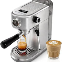 HIBREW H10B Programmable Espresso Machine with LED Display & Pressure Gauge | 20 Bar Compact Stainless Steel Coffee Maker with Milk Frother, 51mm Portafilter for Cappuccino Latte