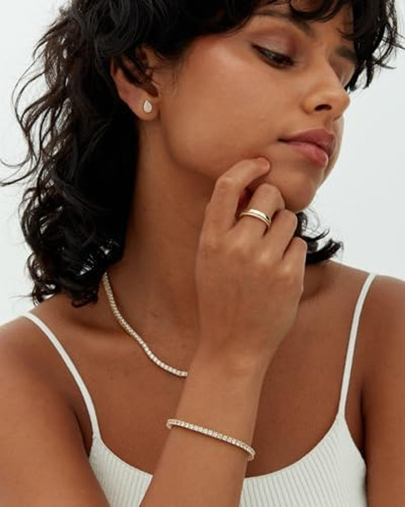 Ofertaza, PAVOI 14K Gold Plated 3mm Cubic Zirconia Classic