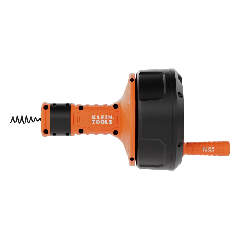 Klein Tools 53016 25-Foot Auto-Feed Drain Auger, Drum Auger, Snake Plumbing Tool, Drain Snake, Cleaner Tool, Tri-Roller