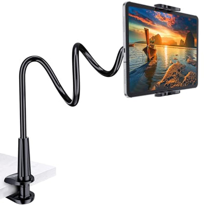 Tryone Gooseneck Tablet Holder Stand for Bed Adjustable Flexible Arm Tablets Mount Clamp on Table Compatible with iPad Air Mini | Galaxy Tabs | Kindle Fire | Switch or Other 4.7-10.5