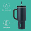 Owala Stainless Steel Triple Layer Insulated Travel Tumbler with Spill Resistant Lid, Straw, and Carry Handle, BPA Free, 40 oz, Gray (Foggy Tide)