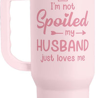 SANDJEST Gift for Wife from Husband, Funny Insulated Stainless Steel Tumbler 40oz with Handle and Straw - Travel Coffee
