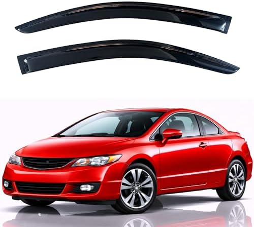 KPY Rain Guards Fit for 2006-2011 Honda Civic Coupe, Out-Channel Window Visors Vent Wind Deflectors 2PC, Car Accessories for 06-11 Civic Coupe (Coupe Only)