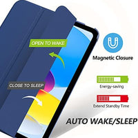 MoKo for iPad (A16) 11th Generation Case 11 Inch 2025, iPad 10th Generation Case 10.9 Inch 2022, Slim Stand Hard PC Translucent Back Shell Smart Cover, Support Touch ID, Auto Wake/Sleep, Navy Blue