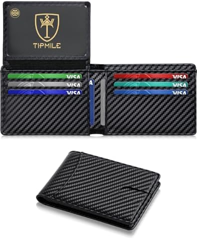 Tipmile Wallet for Men Slim RFID Blocking Credit Card Holder, Minimalist Men Wallets 12 Cards with 2 ID Windows & Cash Slot, Bifold Front Pocket Wallet Gifts for Men