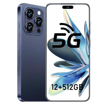 I16 PROMAX 5G Phone,Smartphone Unlocked Cell Phone 12GB+512GB/6.99“ HD Screen Display/68MP+108MP Camera/7000 mAh, Dual SIM Card/Face Unlock/Fingerprint Button Unlock-and take Photos (Dark Blue)