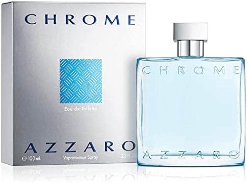 Azzaro Eau de Toilette cromado, colonia acuática fresca para hombre, fragancia cítrica, amaderada y almizclada, notas frescas de bergamota, uso diario, aroma clásico de playa de verano, perfumes de