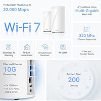 TP-Link Deco 7 Elite BE85 Tri-Band WiFi 7 BE22000 Whole Home Mesh System - 12-Stream 22 Gbps, 2X 10G + 2X 2.5G Ports, Wired Backhaul, 8X High-Gain Antennas, VPN, AI-Roaming, HomeShield (2-Pack)