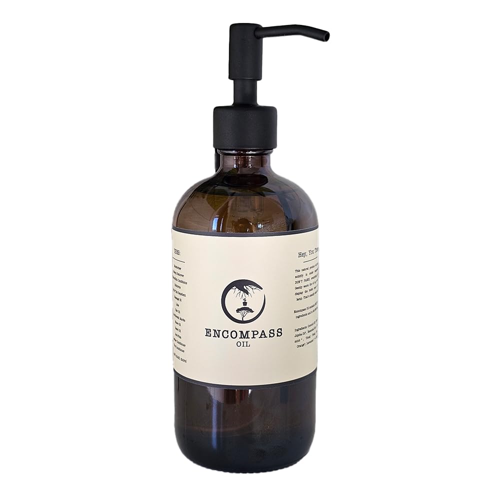 All Natural Encompass Oil, Body Oil, Hair Oil, Natural Skin Care, 16 oz (Glass Bottle)