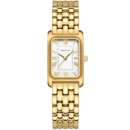 Watches for Women Vintage Bracelet Roman Dial Rectangular Case Gold Watch Waterproof with Tools