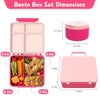 Bento Lunch Box with 8oz Soup Thermo, Leak-Proof Lunch Containers with 4 Compartment, Thermo Hot Food Jar and Insulated Lunch Box for School Pink