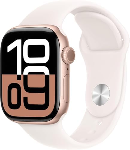 Apple Watch Series 10 [GPS, 42mm] - Jet Black Aluminum Case with Black Sport Band, S/M (Renewed Premium)