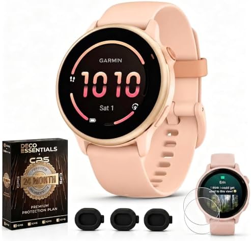 Garmin vivoactive 6, Health and Fitness GPS Smartwatch, AMOLED Display, Up to 11 Days of Battery, Bone with Silicone Band, 010-02985-01 - Bundle w/Deco Essentials 2-Year CPS Plan