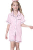 Umeyda Women & Girls Pajamas Set, Soft Satin Lightweight Silk Button-Down Top with Shorts 2 Piece PJS for Mom Boys Kids Gifts