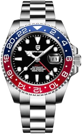 Pagani Design GMT Automatic Mechanical Men's Watch Rotating Ceramic Bezel Stainless Steel Watch with Date Function Men's Sport Watch