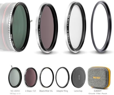 NiSi 67mm Swift VND Mist Kit - True Colour 1-5 & 4 Aperture Variable ND + ND16 Filter + Black Mist Diffusion Effect + Adapter Ring
