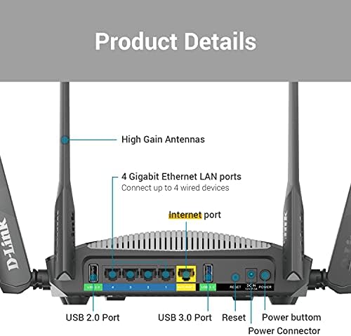 D-Link WiFi Router AC3000 Mesh Smart Internet Network Voice Control, MU-MIMO Tri Band Gigabit Gaming Mesh (DIR-3040-US)
