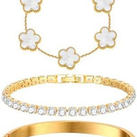 Ofertaza, MPRAINBOW Womens Stackable Floral Gold Bracelets - 3Pcs 18K Gold