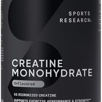 Sports Research Creatine Monohydrate - Ganar músculo magro, mejorar el rendimiento y la fuerza y apoyar la recuperación del entrenamiento* - 5 g de creatina micronizada - 17.46 oz