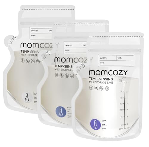 Momcozy 8oz Breastmilk Storage Bags,Temp-Sensing & Pour Spout,200 Count