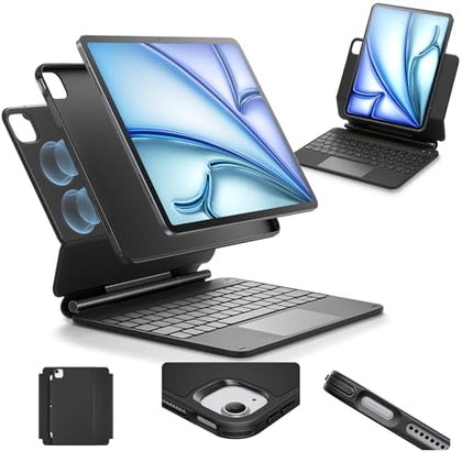 ESR iPad Air 11 Inch Case with Keyboard (M3,2025/M2,2024) & iPad Pro 11/Air 5/4 Gen Keyboard, Easy-Set Magnetic Stand, Portrait/Raised Modes, with Removable Protective Case, Black【NOT for Pro 11 M4】