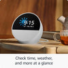 Amazon Echo Spot (newest model), Great for nightstands, offices and kitchens, Smart alarm clock with Alexa+ Early Access, Glacier White