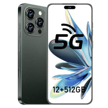 I16 PROMAX 5G Phone,Smartphone Unlocked Cell Phone 12GB+512GB/6.99“ HD Screen Display/68MP+108MP Camera/7000 mAh , Dual SIM Card/Face Unlock/Fingerprint Button Unlock-and take photos (Dark Green)