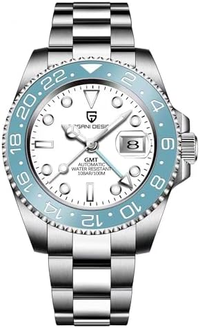 Pagani Design GMT Automatic Mechanical Men's Watch Rotating Ceramic Bezel Stainless Steel Watch with Date Function Men's Sport Watch