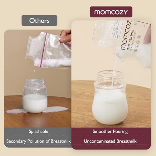 Momcozy 8oz Breastmilk Storage Bags,Temp-Sensing & Pour Spout,200 Count