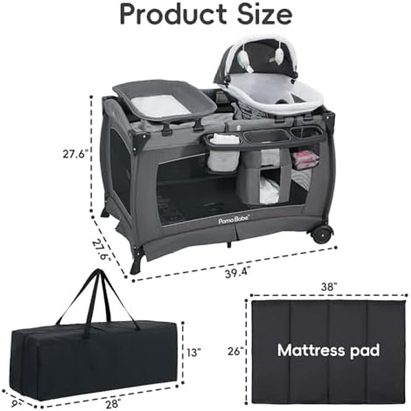 Ofertaza, Pamo babe Pack and Play with Bassinet Baby Playpen Foldable 4 in 1
