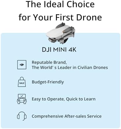 DJI Mini 4K, Drone With 4K UHD Camera, Under 249 g | 3-Axis Gimbal, 10km Video Transmission, Auto Return, Wind Resistance, 31-Min Flight Time, Intelligent Flight