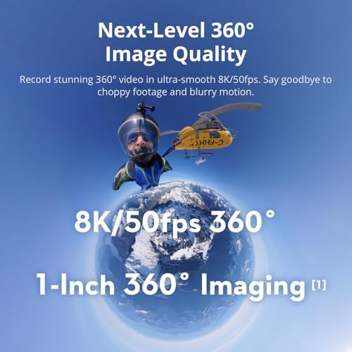 DJI Osmo 360 Essential Combo, 360 Action Camera | 1-Inch 360° Imaging, Native 8K 360° Video, 4K/120fps & 170° Boost Video, 1.2m Invisible Selfie Stick Kit
