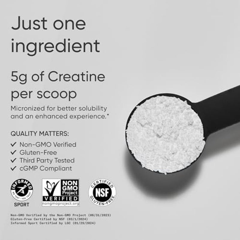 Sports Research Creatine Monohydrate - Ganar músculo magro, mejorar el rendimiento y la fuerza y apoyar la recuperación del entrenamiento* - 5 g de creatina micronizada - 17.46 oz