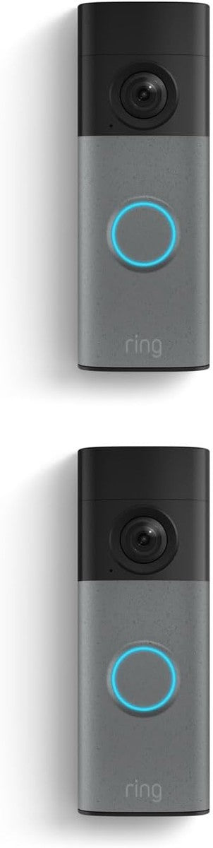 Ring Battery Doorbell (newest model), Retinal 2K with wide-angle video, up to 6x Enhanced Zoom, Two-Way Talk, and Built-In Battery, 2-pack Speckled Gray